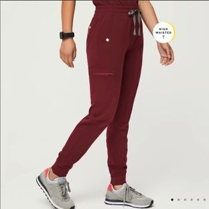 FIGS Zamora Burgundy High Waisted Scrub Pants